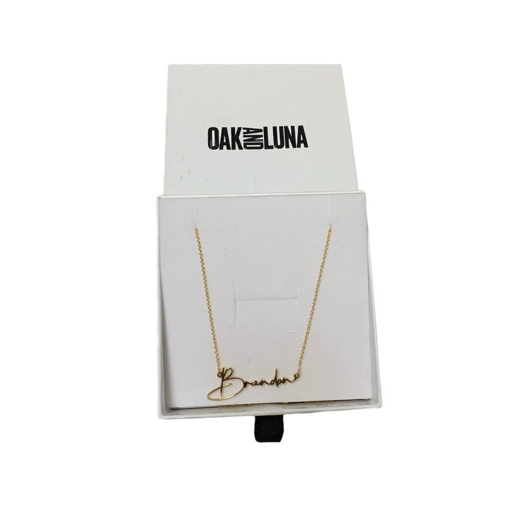 Oak and Luna Belle Custom Name "Brandon" Necklace 16" + 2"  - Gold Vermeil